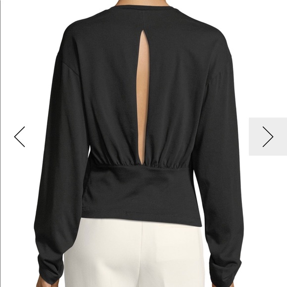 3.1 PHILLIP LIM LONG-SLEEVE SPLIT-BACK COTTON TOP - Picture 2 of 4